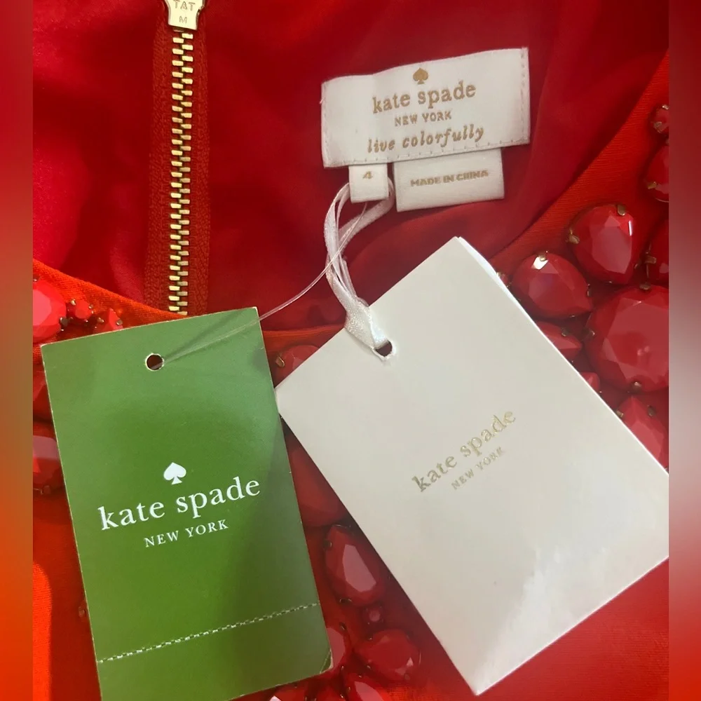 Kate Spade NWT Orange Gemstone Neckline Vanessa Top in carnelian SIZE 4 - Picture 5 of 12